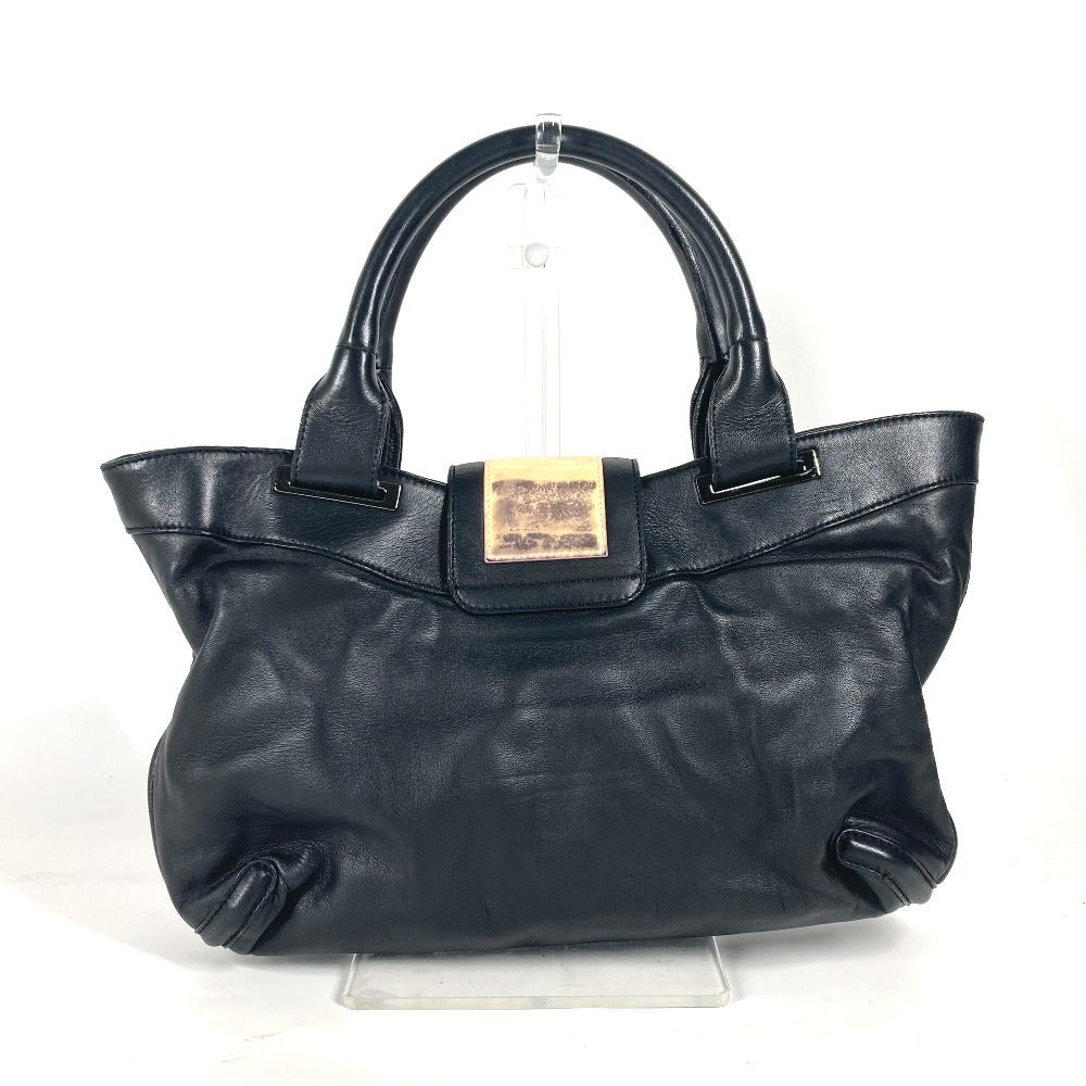 LOEWE Tote Bag leather black logo anagram Women Used Authentic