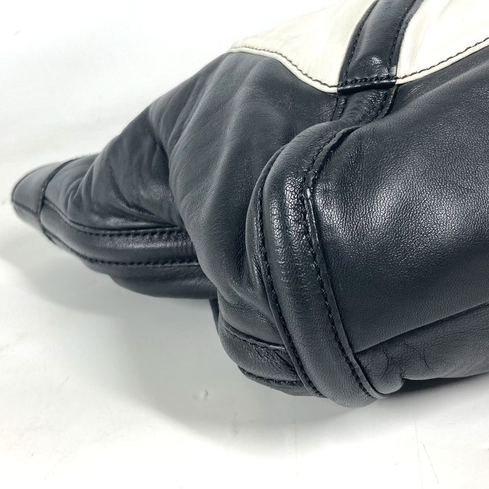 LOEWE Tote Bag leather black logo anagram Women Used Authentic