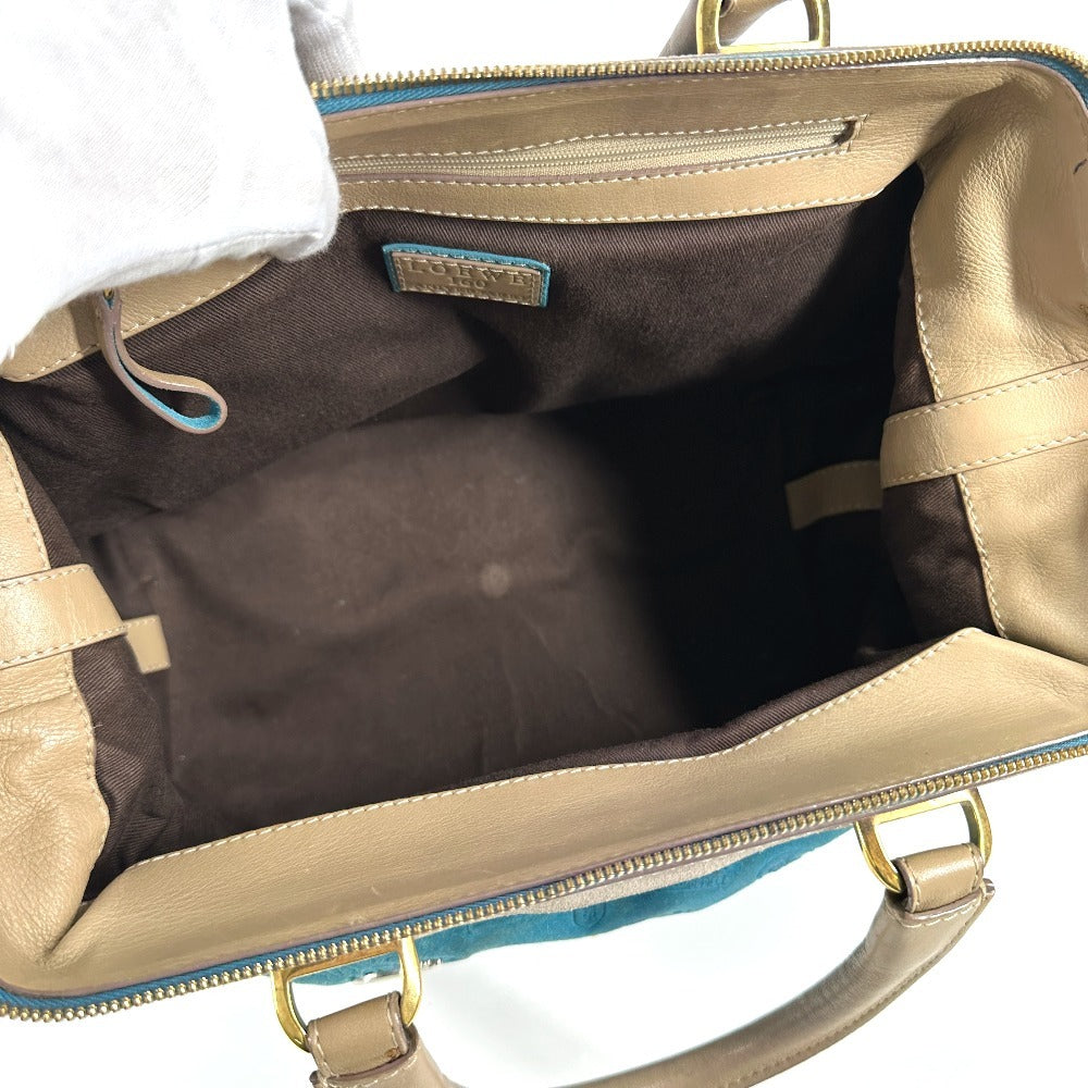 LOEWE Boston Duffel bag Leather / suede blue 160th anniversary Women Used Authentic