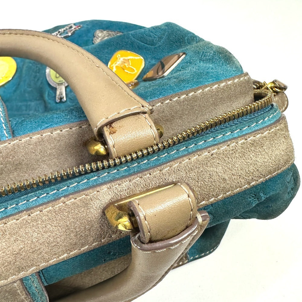 LOEWE Boston Duffel bag Leather / suede blue 160th anniversary Women Used Authentic
