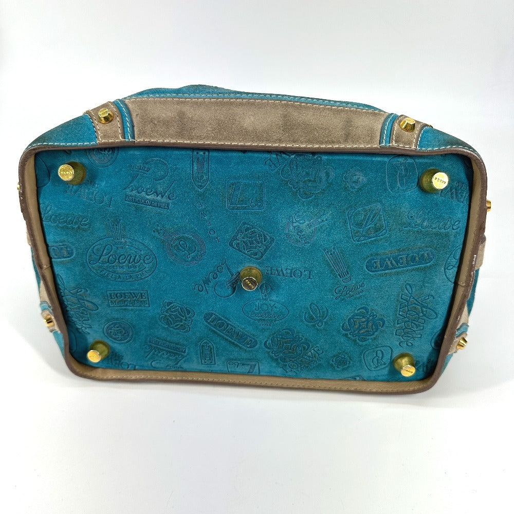 LOEWE Boston Duffel bag Leather / suede blue 160th anniversary Women Used Authentic