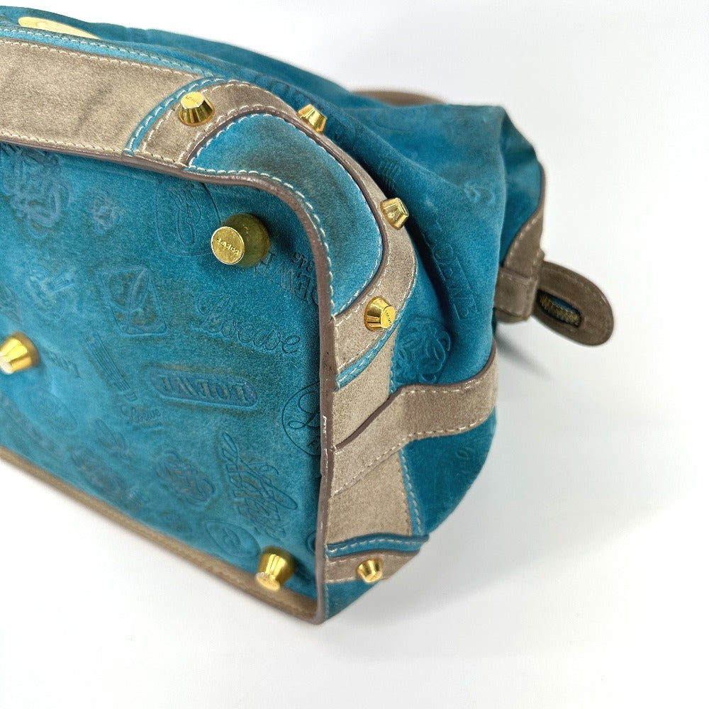 LOEWE Boston Duffel bag Leather / suede blue 160th anniversary Women Used Authentic