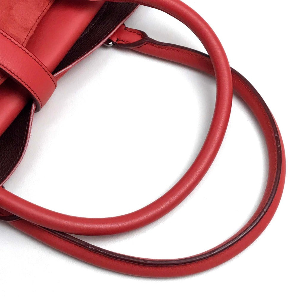 LOEWE Tote Bag suede Red logo Leo Women Used Authentic