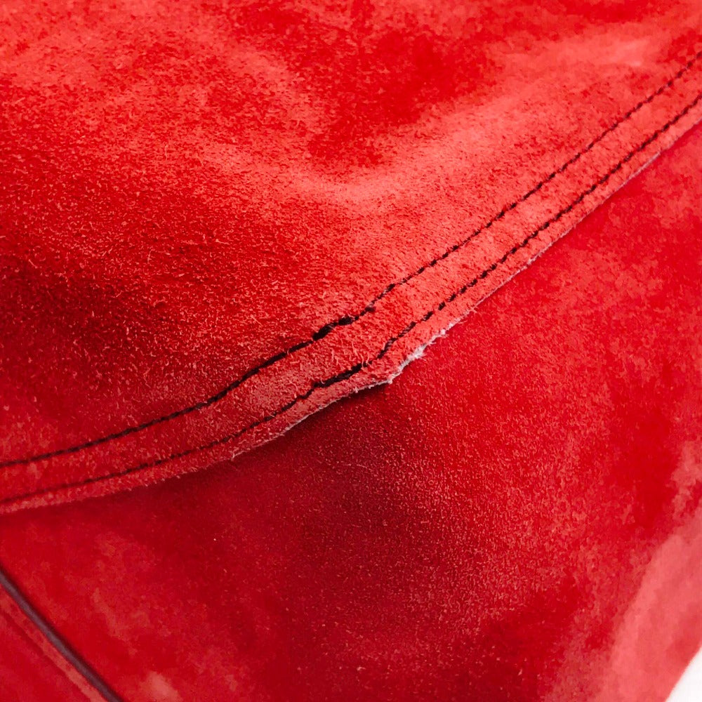 LOEWE Tote Bag suede Red logo Leo Women Used Authentic