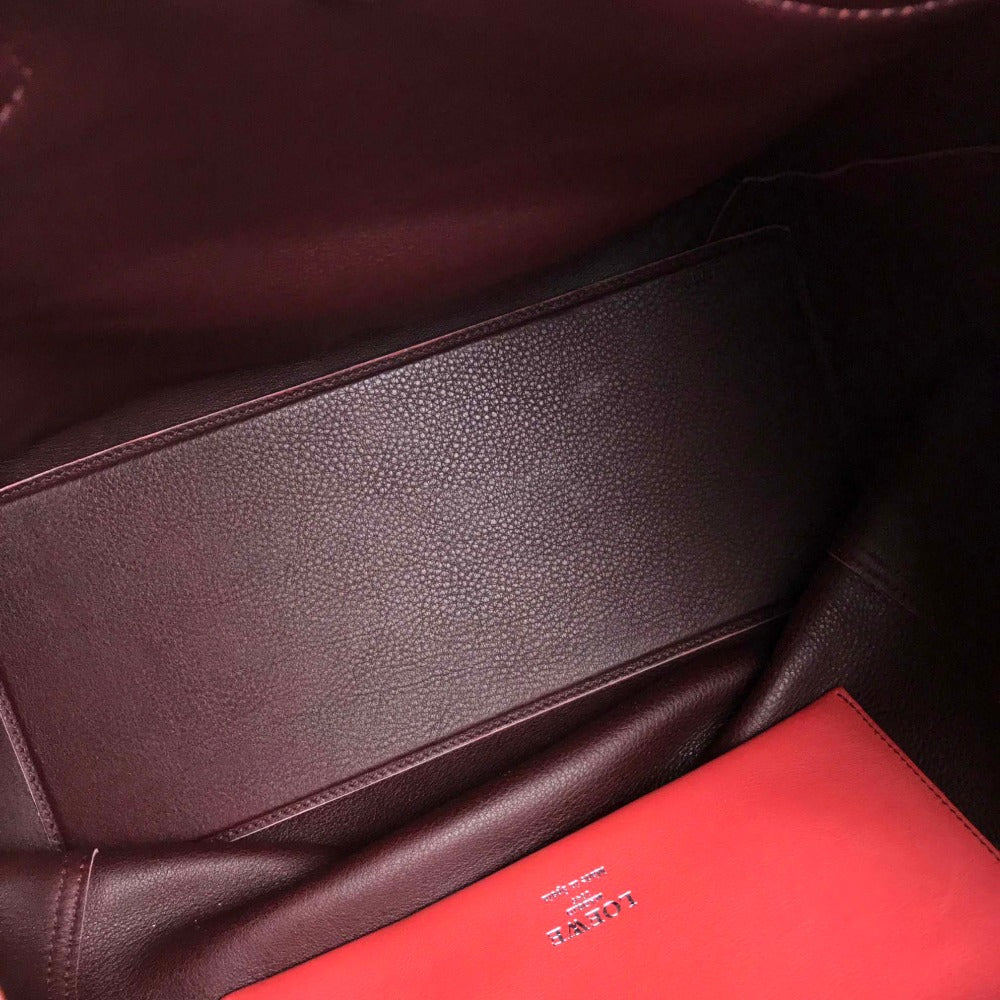 LOEWE Tote Bag suede Red logo Leo Women Used Authentic