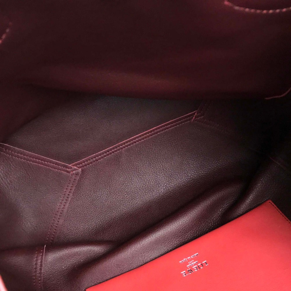 LOEWE Tote Bag suede Red logo Leo Women Used Authentic