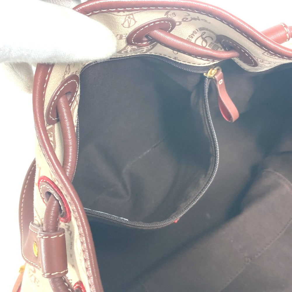 LOEWE Shoulder Bag Canvas / leather beige 160th anniversary logo anagram drawstring bag Women Used Authentic