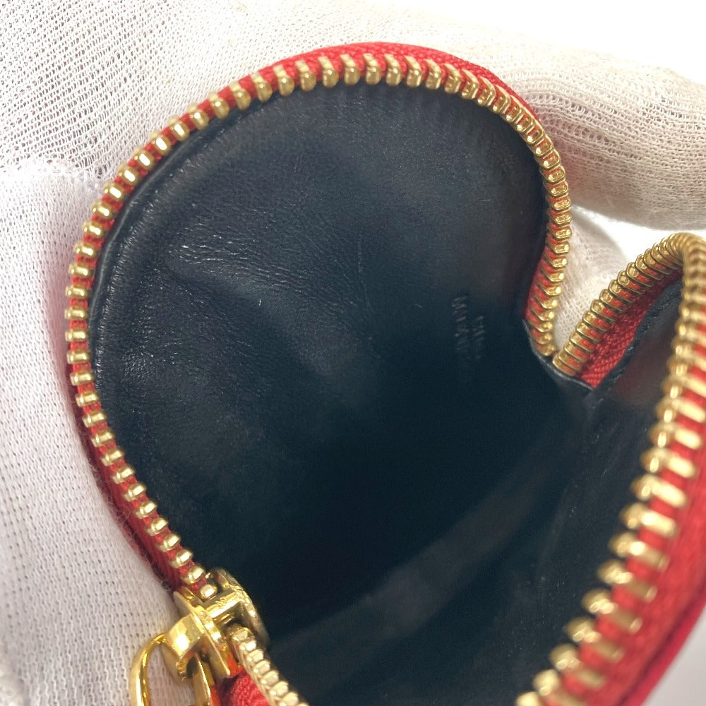LOEWE Coin case 118.30.949 leather Red Anagram logo heart Women Used Authentic