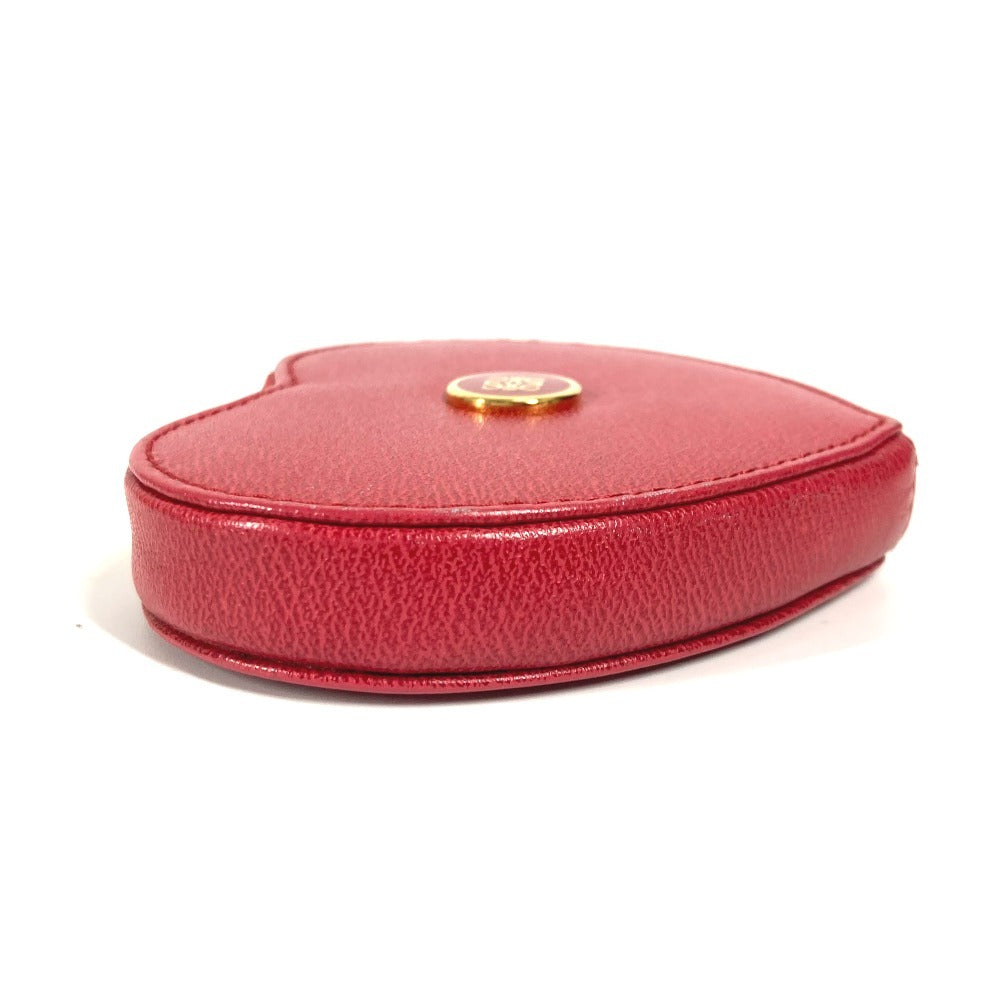 LOEWE Coin case 118.30.949 leather Red Anagram logo heart Women Used Authentic