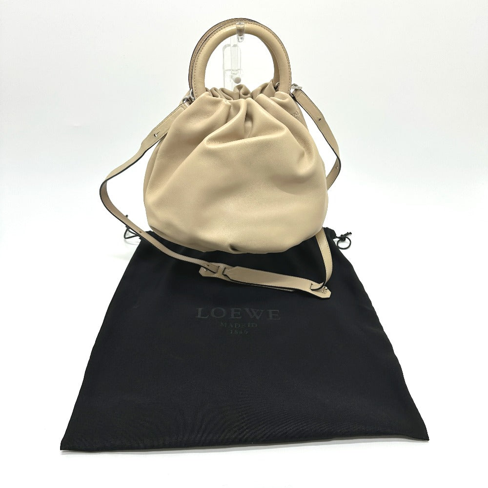 LOEWE Handbag 332.87.L40 leather beige Bounce Bag Anagram Women Used Authentic