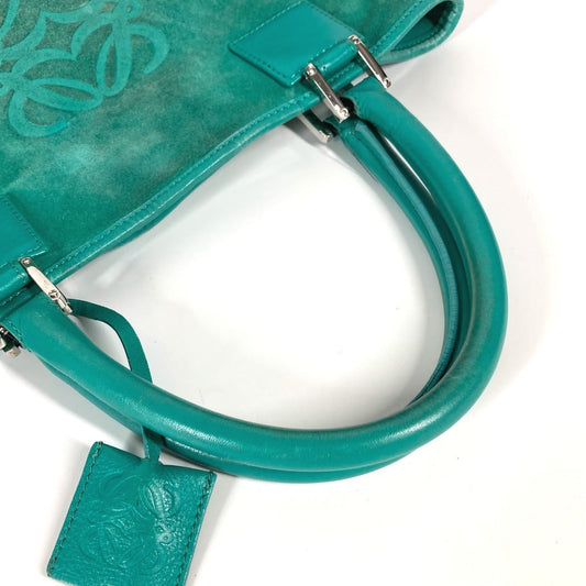 LOEWE Tote Bag Leather / suede green Anagram logo Women Used Authentic