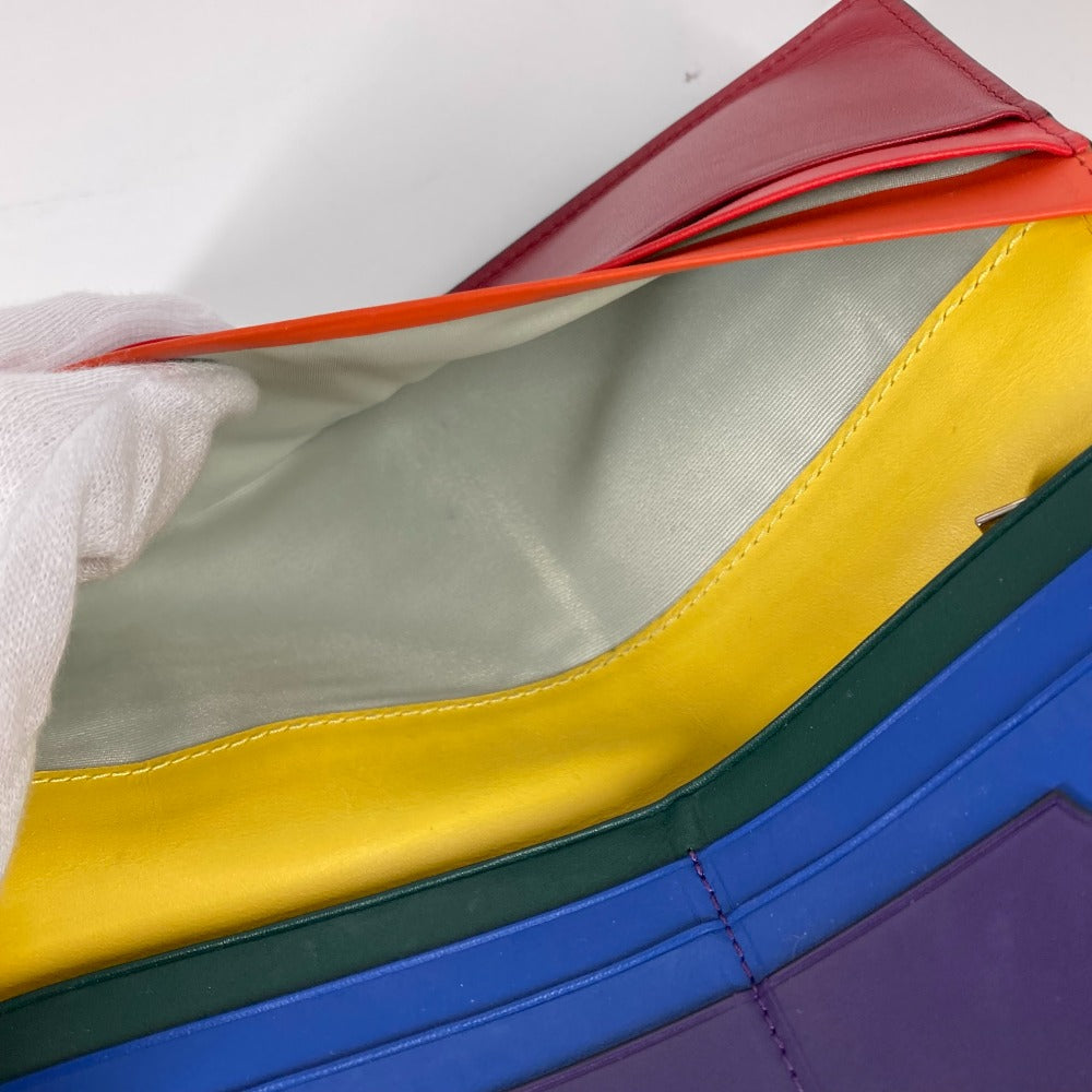 LOEWE Long Wallet Purse leather black long wallet rainbow anagram mens Used Authentic