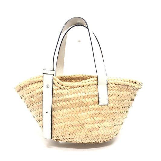 LOEWE Tote Bag 327.02.S92 straw beige Anagram with stud flowers Women Used Authentic