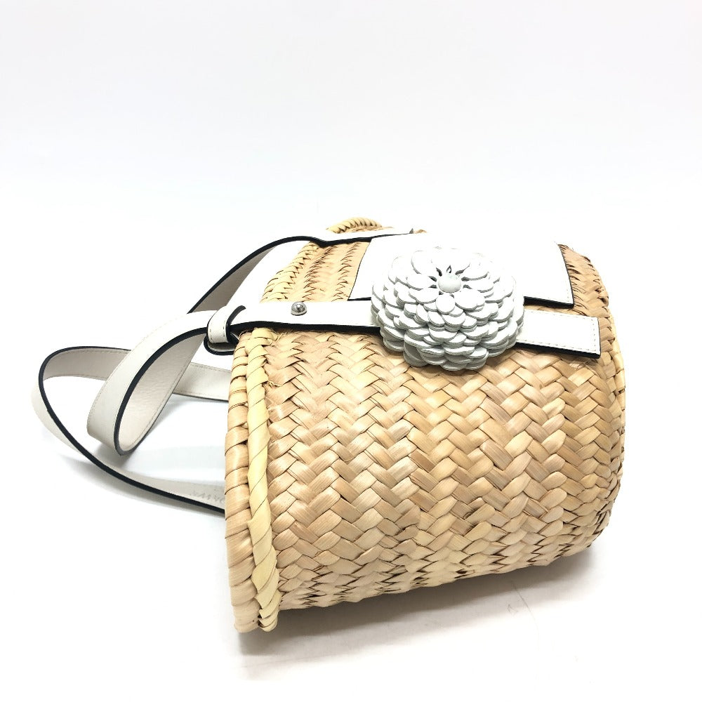LOEWE Tote Bag 327.02.S92 straw beige Anagram with stud flowers Women Used Authentic