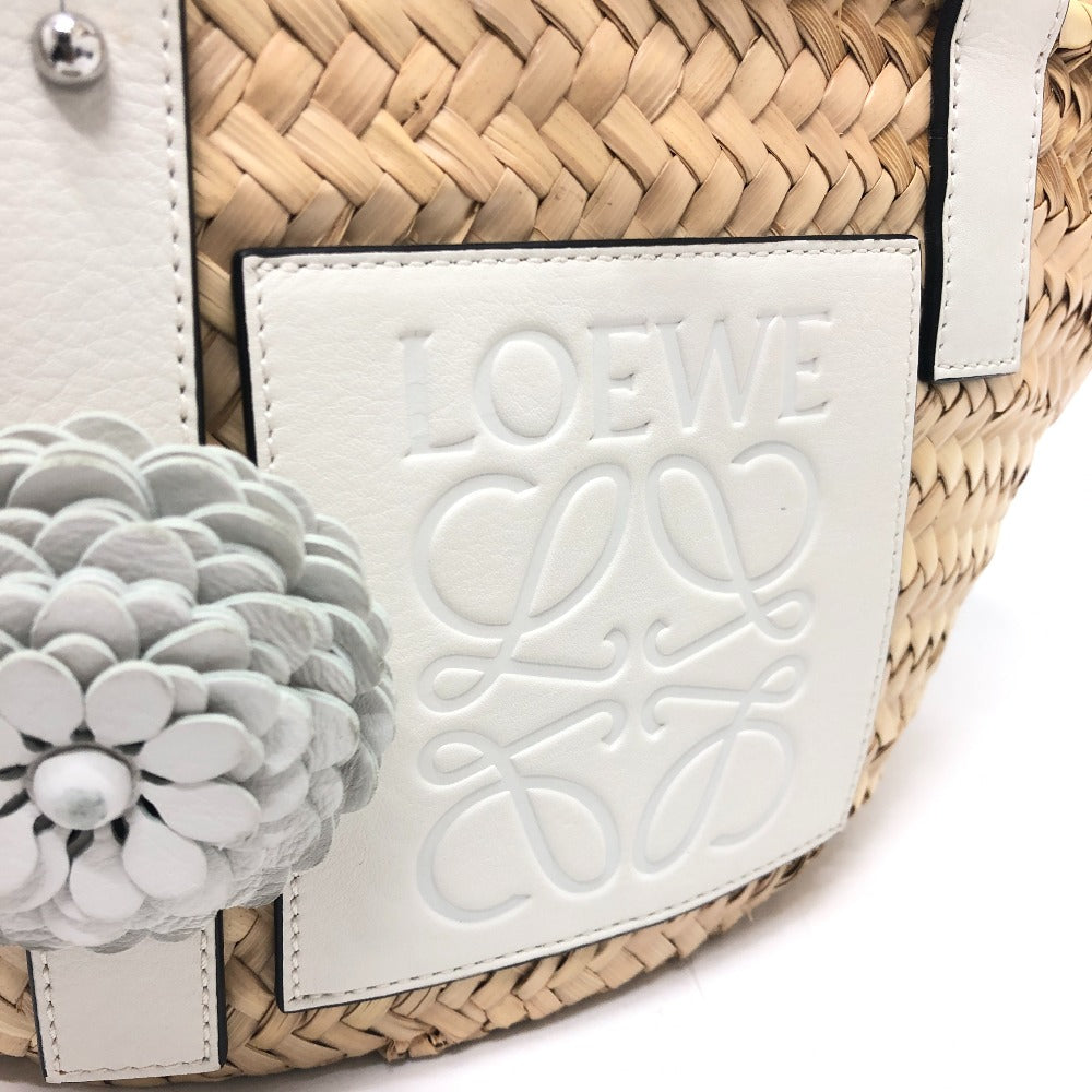 LOEWE Tote Bag 327.02.S92 straw beige Anagram with stud flowers Women Used Authentic