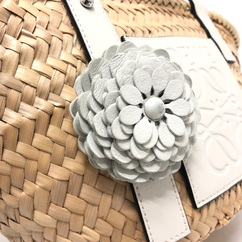 LOEWE Tote Bag 327.02.S92 straw beige Anagram with stud flowers Women Used Authentic