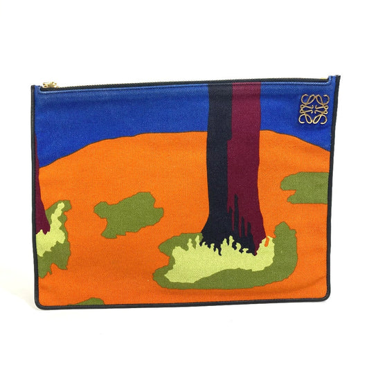 LOEWE Clutch bag Canvas, Leather multicolor John Allen John Allen Women Used Authentic