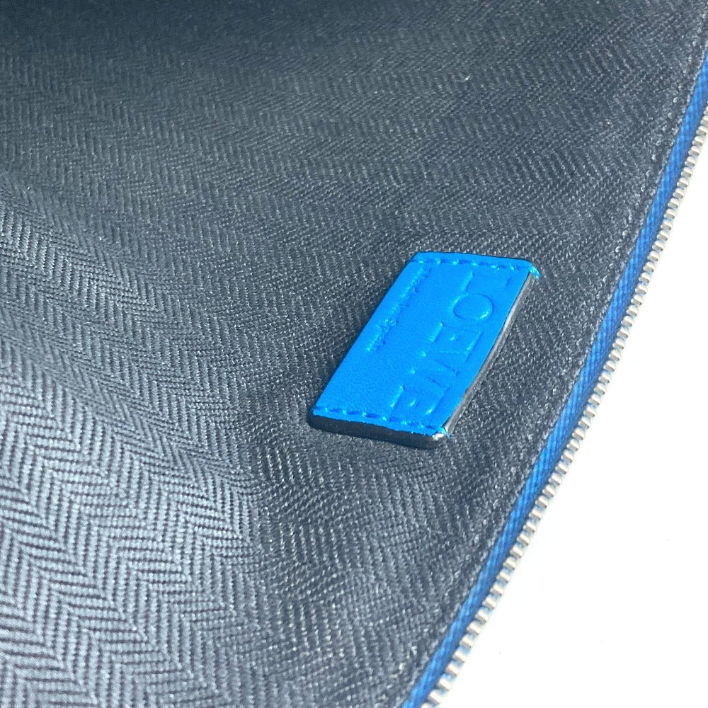 LOEWE Clutch bag leather blue logo unisex(Unisex) Used Authentic