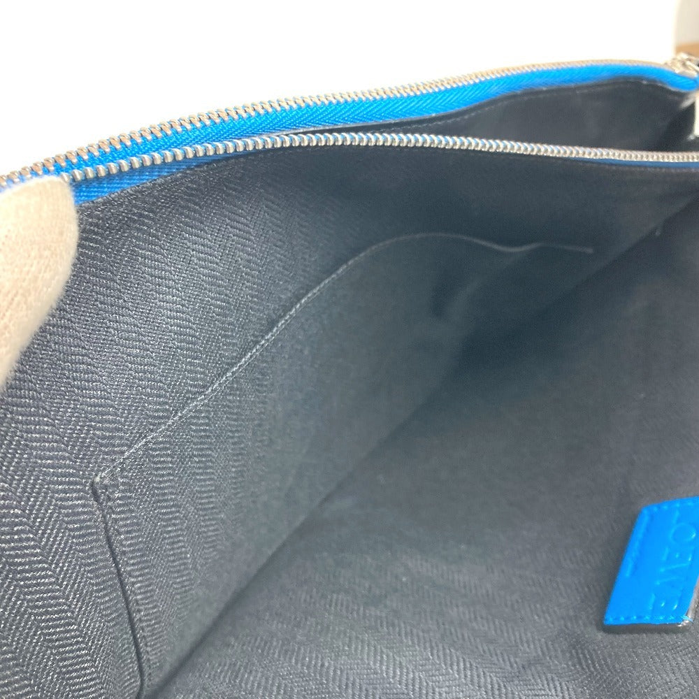 LOEWE Clutch bag leather blue logo unisex(Unisex) Used Authentic