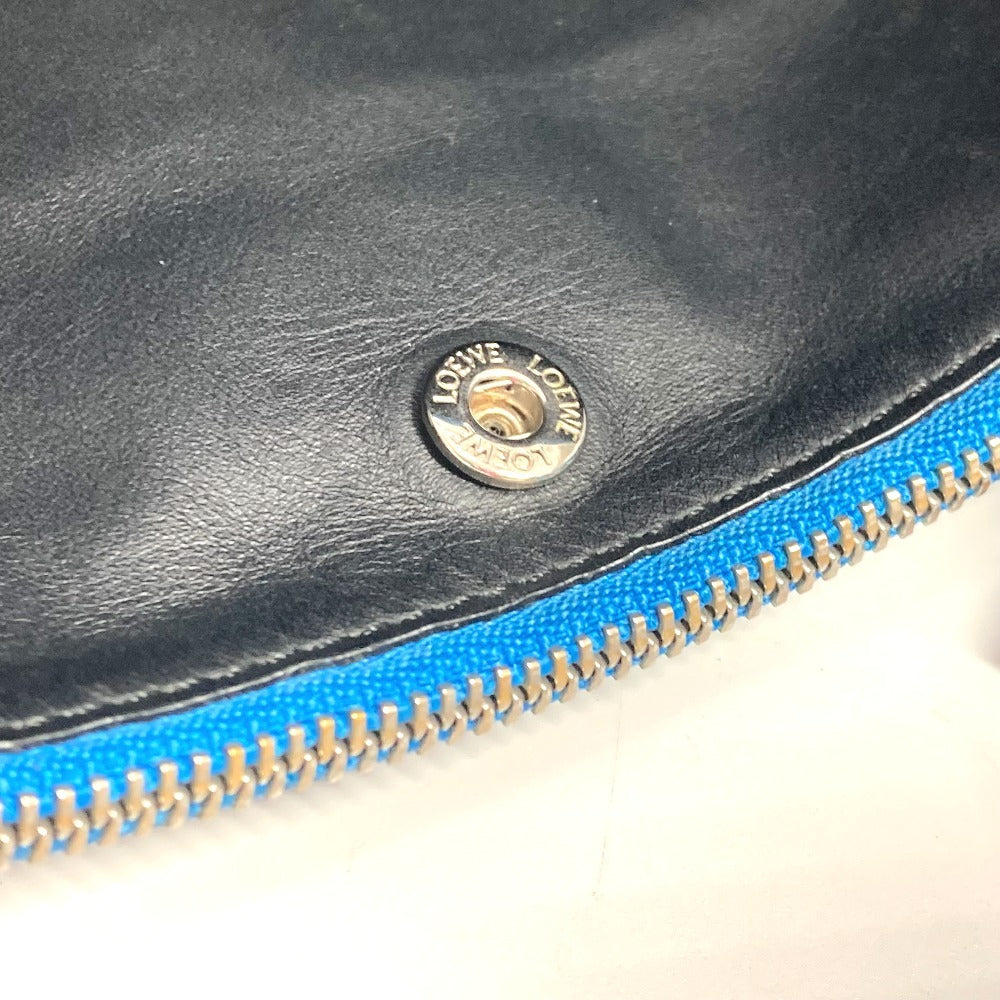 LOEWE Clutch bag leather blue logo unisex(Unisex) Used Authentic