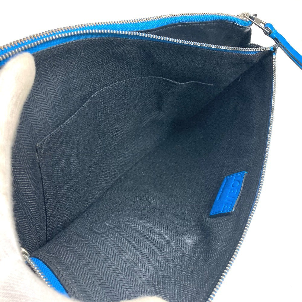 LOEWE Clutch bag leather blue logo unisex(Unisex) Used Authentic