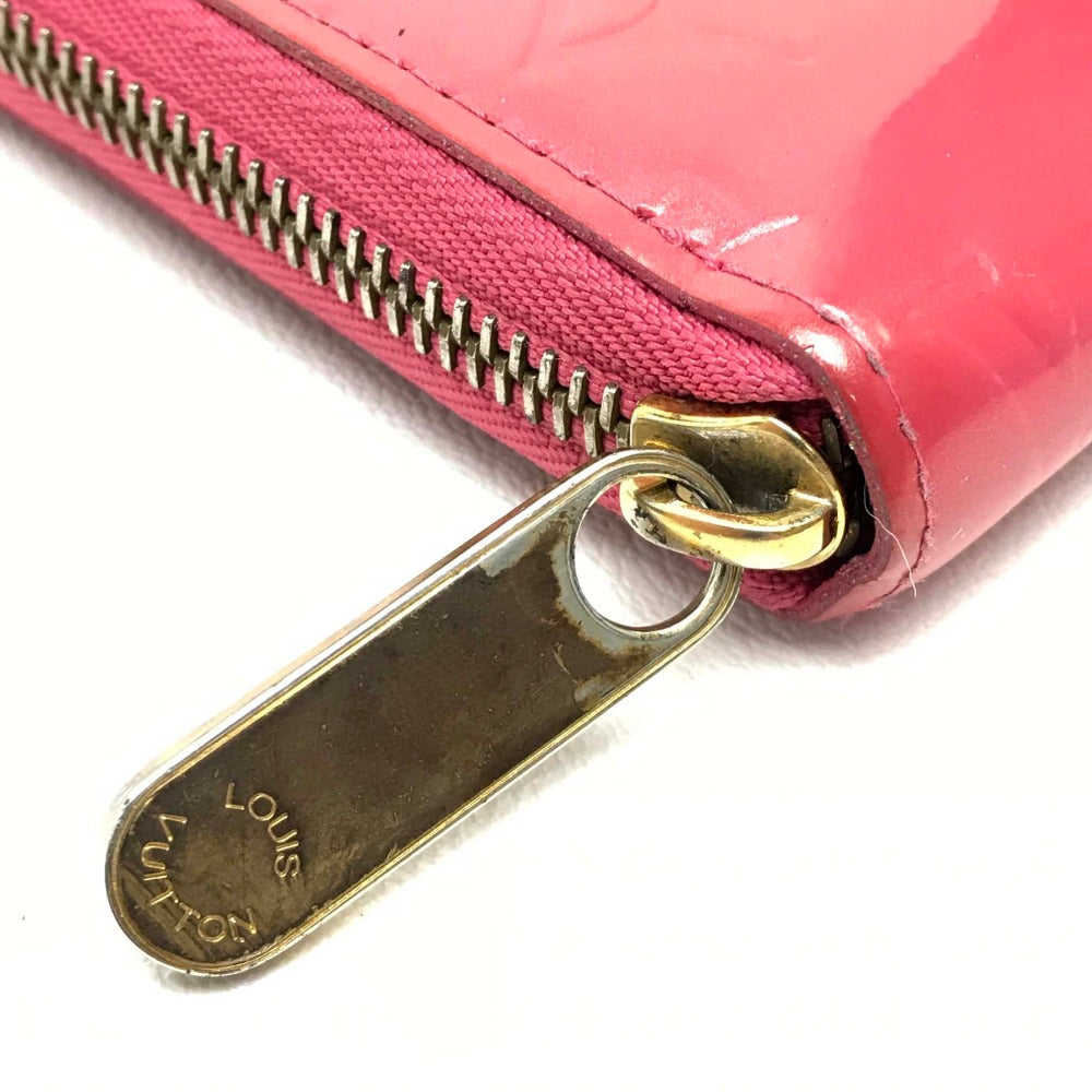 LOUIS VUITTON Long Wallet Purse M9147F Patent leather pink Monogram Vernis Zip Around long wallet Women Used Authentic