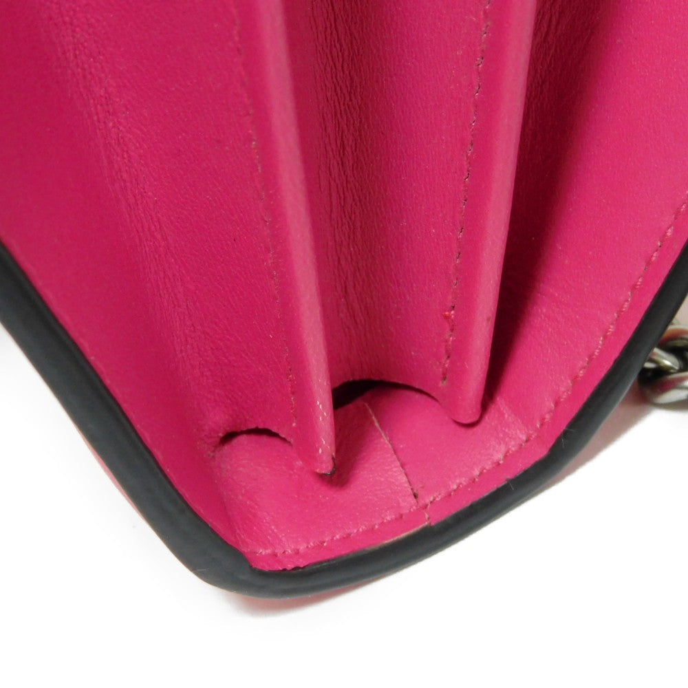 GUCCI Shoulder Bag 524967 Smooth Calfskin Leather pink Star 2WAY Clutch Bag SEGA Sega logo GUCCY Print Chain Wallet Bag Women Used Authentic