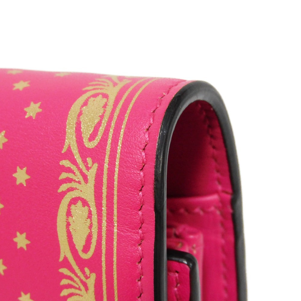 GUCCI Shoulder Bag 524967 Smooth Calfskin Leather pink Star 2WAY Clutch Bag SEGA Sega logo GUCCY Print Chain Wallet Bag Women Used Authentic