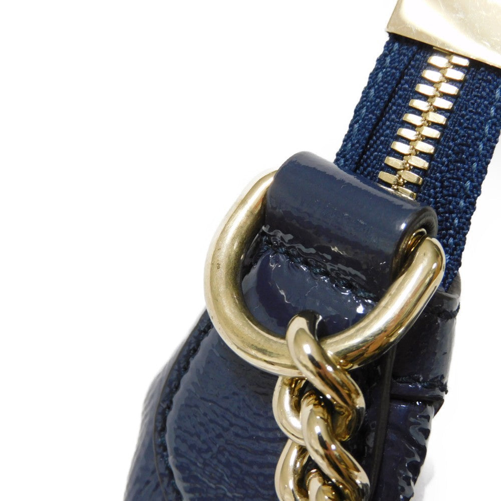 GUCCI Shoulder Bag 326706 Patent leather Navy Patent Tassel ChainShoulder Interlocking G Soho Chain Bag Women Used Authentic