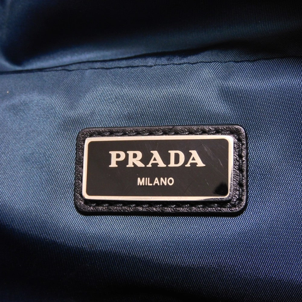 PRADA Sling bag 2VL004 Nylon Navy logo rubber waist pouch Shoulder Bag 018 Sports Tessuto Fanny Pack mens Used Authentic