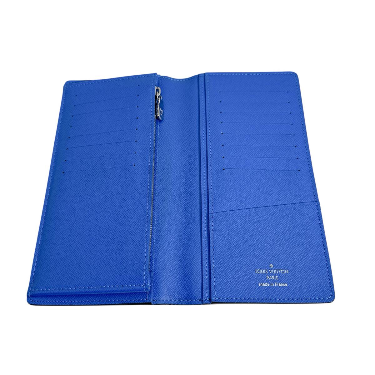 LOUIS VUITTON Long Wallet Purse M63300 Taiga Blue x black Eclipse Portefeuille Blaza