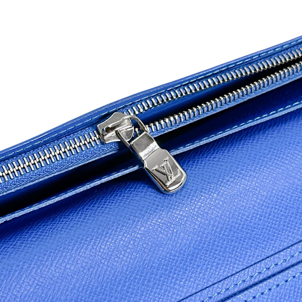 LOUIS VUITTON Long Wallet Purse M63300 Taiga Blue x black Eclipse Portefeuille Blaza