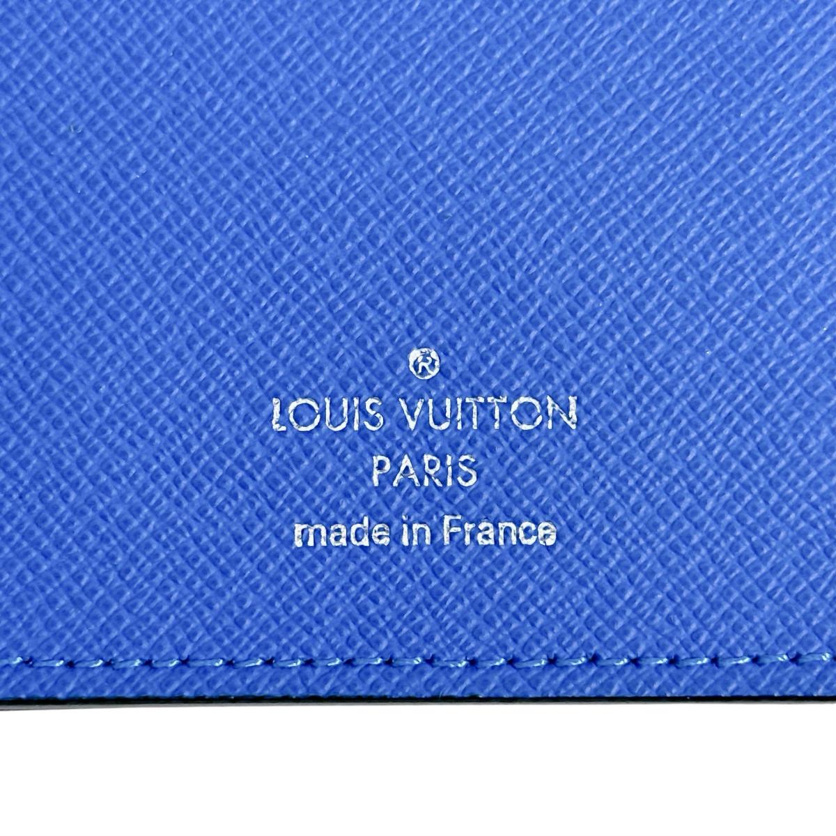 LOUIS VUITTON Long Wallet Purse M63300 Taiga Blue x black Eclipse Portefeuille Blaza
