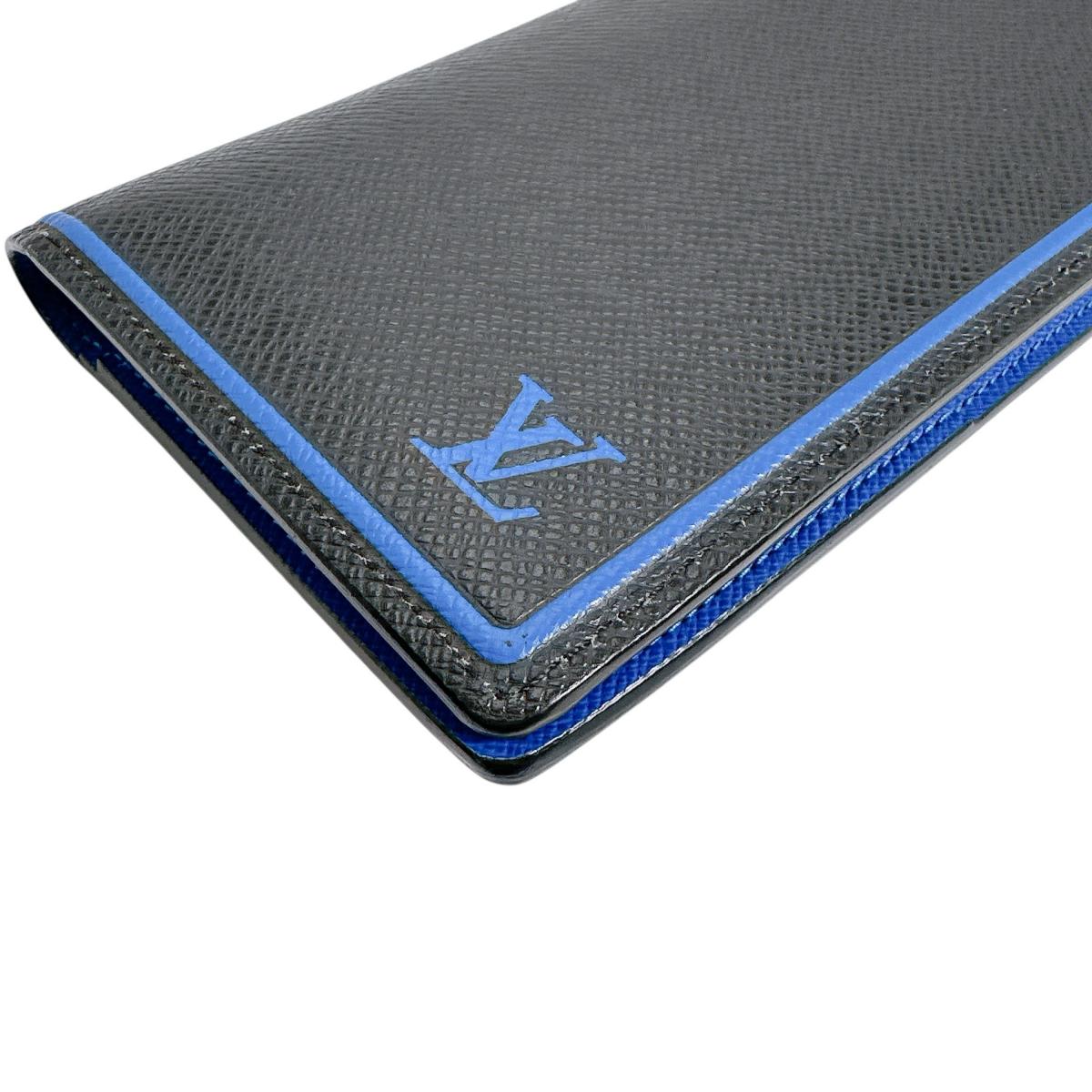 LOUIS VUITTON Long Wallet Purse M63300 Taiga Blue x black Eclipse Portefeuille Blaza