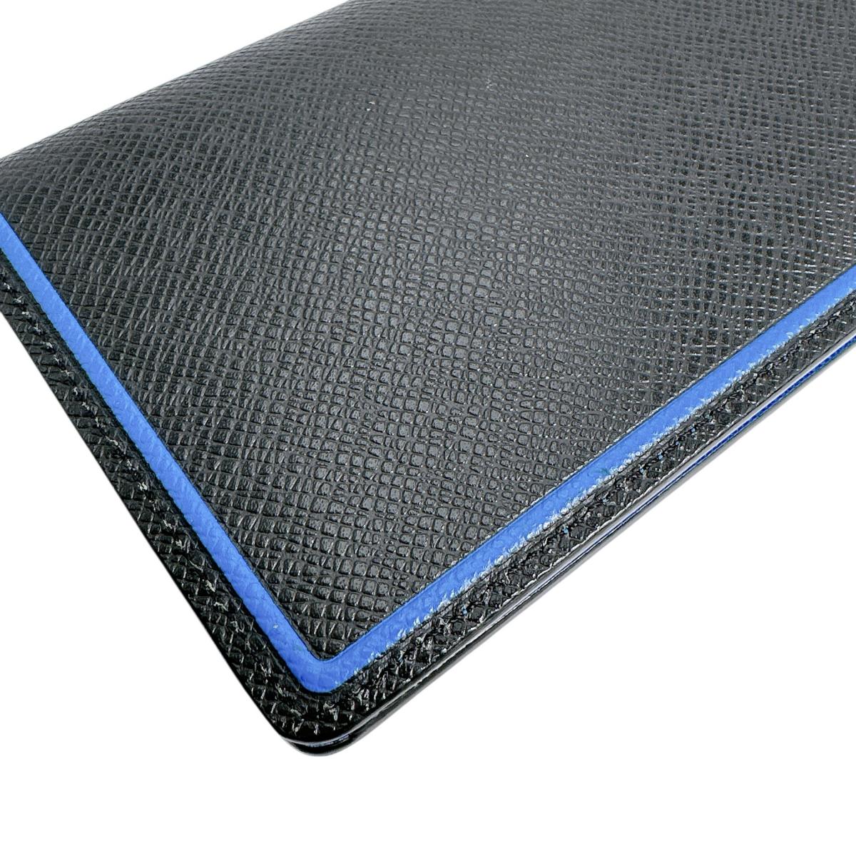 LOUIS VUITTON Long Wallet Purse M63300 Taiga Blue x black Eclipse Portefeuille Blaza