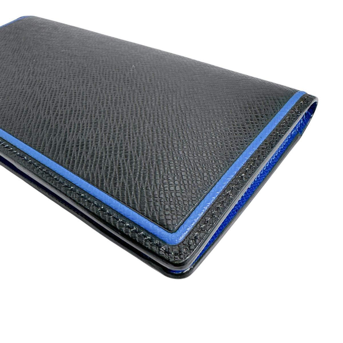 LOUIS VUITTON Long Wallet Purse M63300 Taiga Blue x black Eclipse Portefeuille Blaza