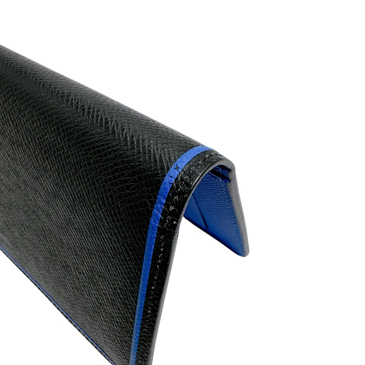 LOUIS VUITTON Long Wallet Purse M63300 Taiga Blue x black Eclipse Portefeuille Blaza