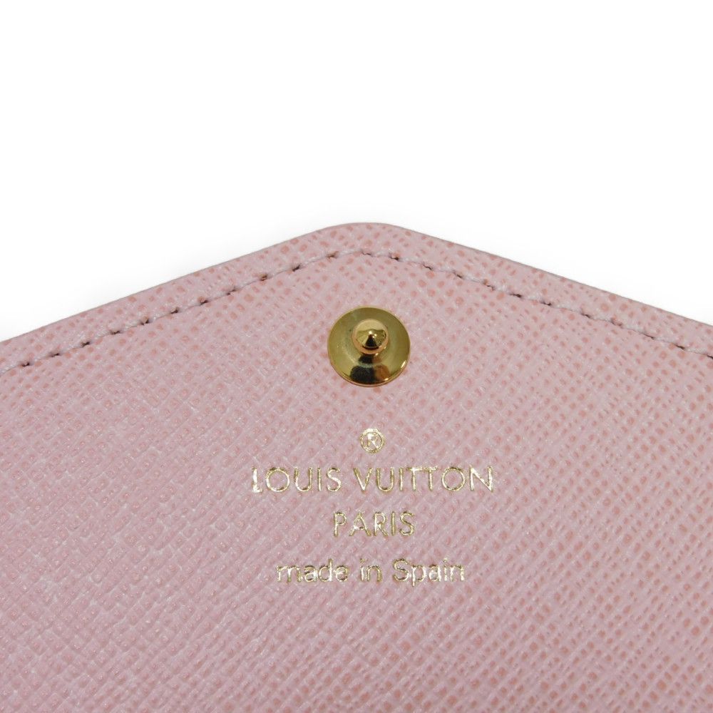 LOUIS VUITTON Long Wallet Purse N60249 Damier canvas x grain leather (embossed) Rose valerine New Brown Gold Pink Bifold Wallet Damier Studs Portefeuille Sarah Women Used Authentic