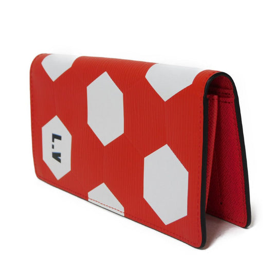 LOUIS VUITTON Long Wallet Purse M63230 Epi Leather x grain leather Rouge LV Logo FIFA World Cup Soccer Red New Bifold Wallet Epi Portefeuille Braza mens Used Authentic