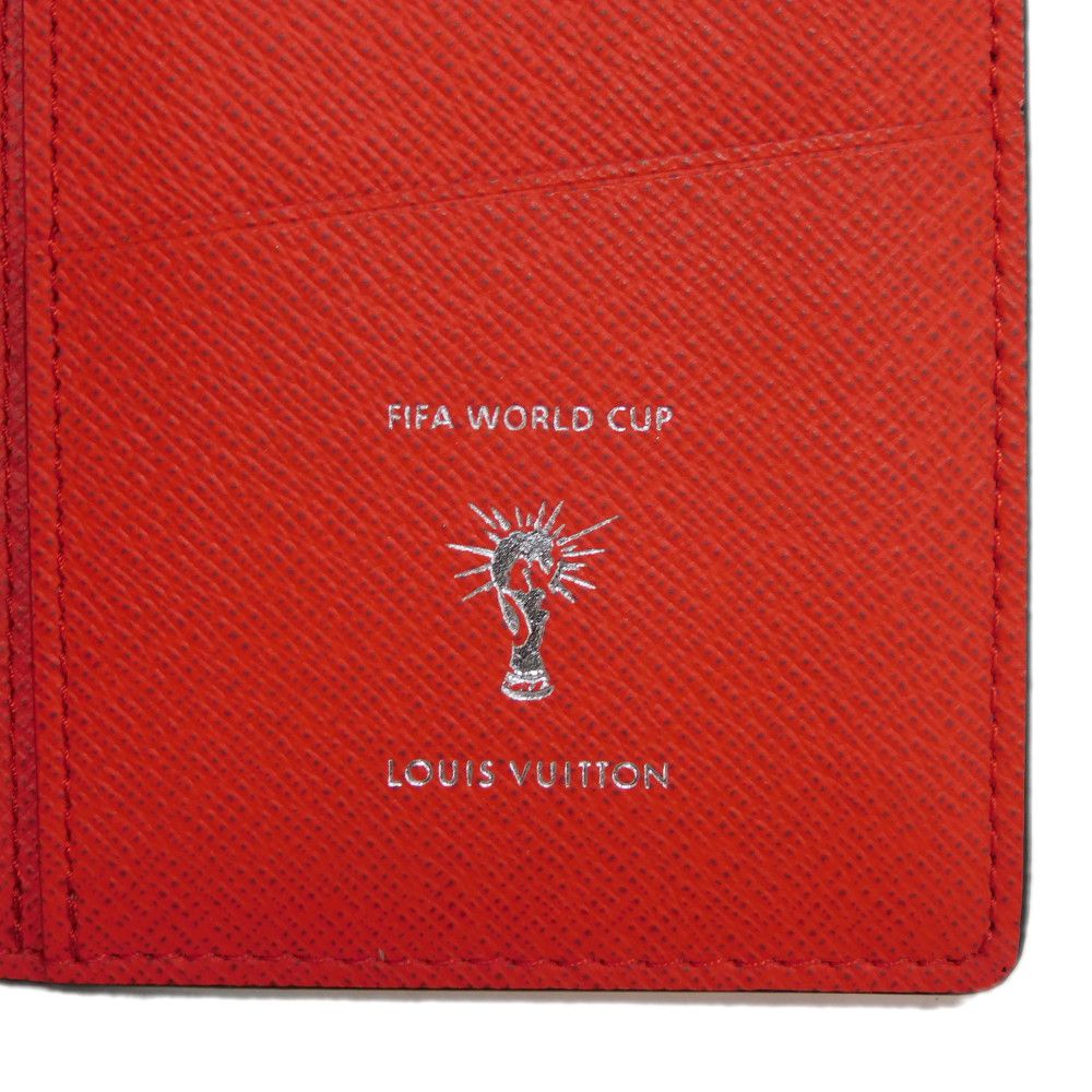 LOUIS VUITTON Long Wallet Purse M63230 Epi Leather x grain leather Rouge LV Logo FIFA World Cup Soccer Red New Bifold Wallet Epi Portefeuille Braza mens Used Authentic