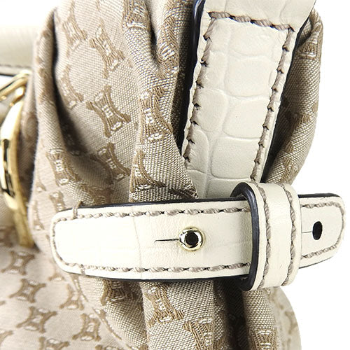 CELINE Handbag 162712BLN.02BE Canvas, Leather beige Pillow small Women Used Authentic