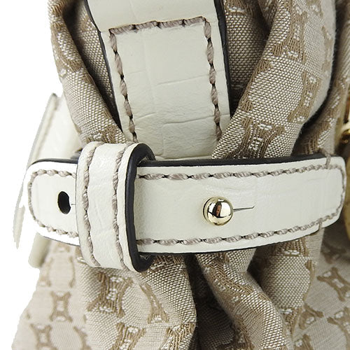 CELINE Handbag 162712BLN.02BE Canvas, Leather beige Pillow small Women Used Authentic