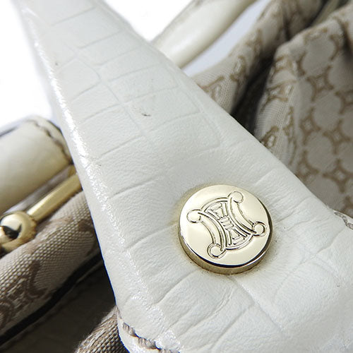 CELINE Handbag 162712BLN.02BE Canvas, Leather beige Pillow small Women Used Authentic