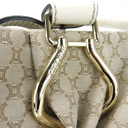 CELINE Handbag 162712BLN.02BE Canvas, Leather beige Pillow small Women Used Authentic