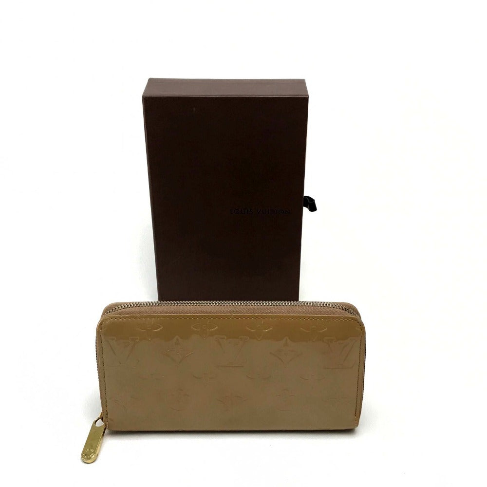 LOUIS VUITTON Long Wallet Purse M91470 Patent leather beige Vernis Zippy wallet Women Used Authentic