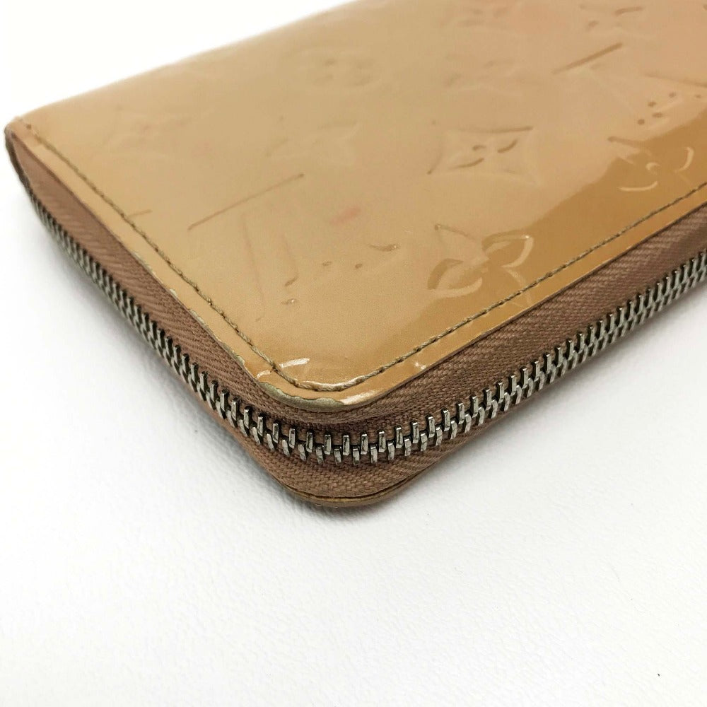 LOUIS VUITTON Long Wallet Purse M91470 Patent leather beige Vernis Zippy wallet Women Used Authentic