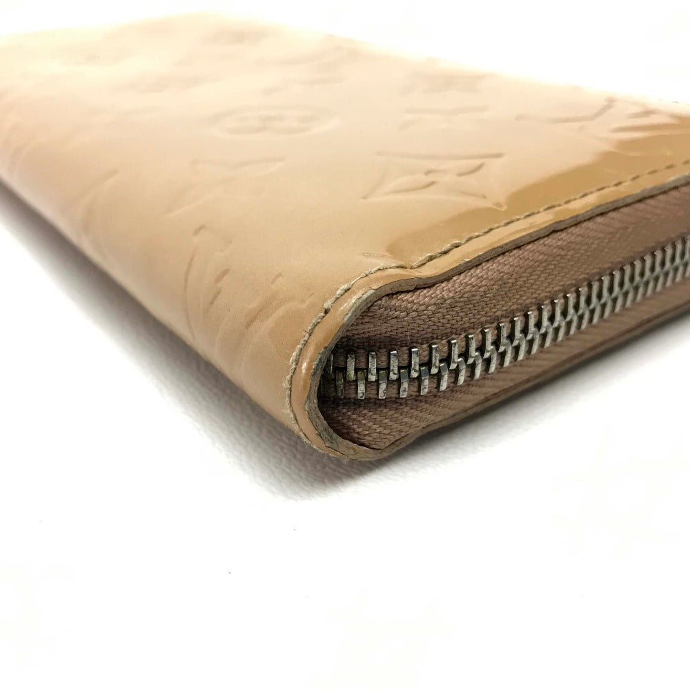 LOUIS VUITTON Long Wallet Purse M91470 Patent leather beige Vernis Zippy wallet Women Used Authentic