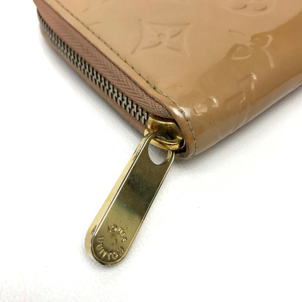 LOUIS VUITTON Long Wallet Purse M91470 Patent leather beige Vernis Zippy wallet Women Used Authentic