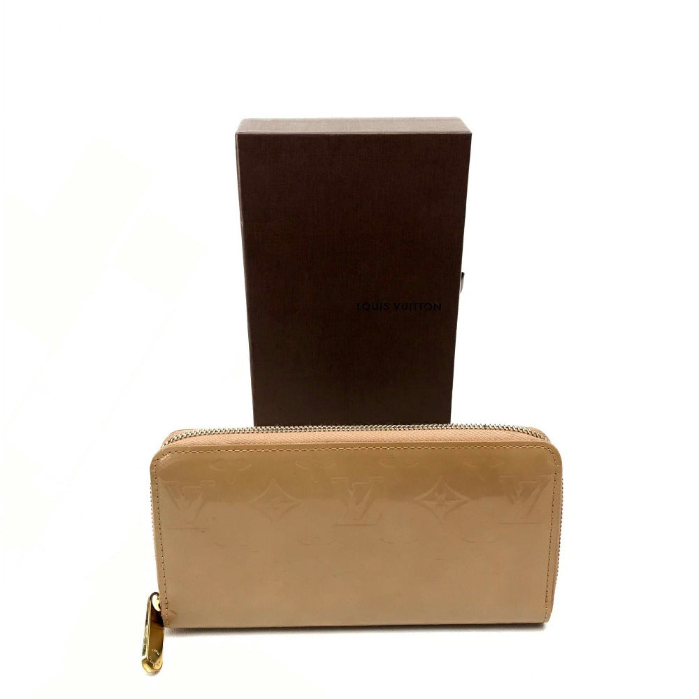 LOUIS VUITTON Long Wallet Purse M91470 Patent leather beige Vernis Zippy wallet Women Used Authentic