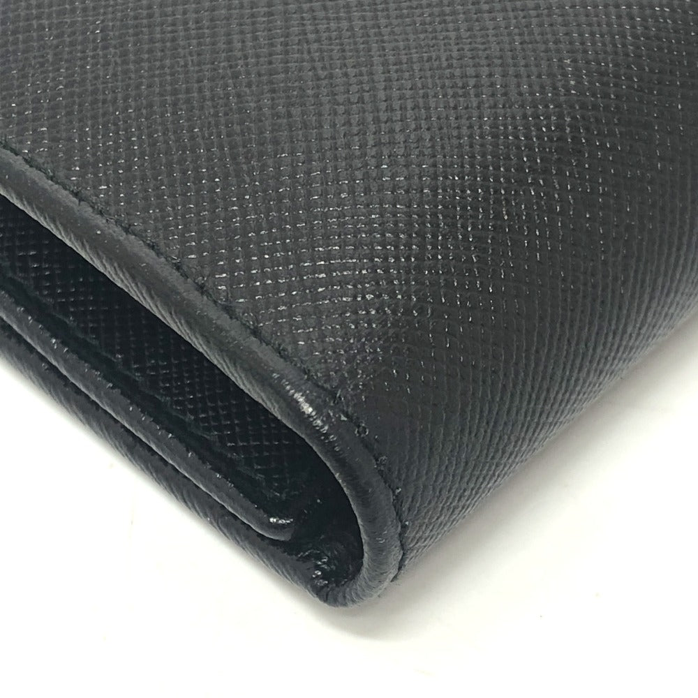 PRADA Trifold wallet M176A Safiano leather black triangle plate Women Used Authentic